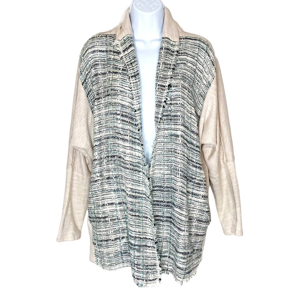 Anthropologie Dolan Left Coast Twinkle Tweed Open Drape Cardigan Sweater Medium